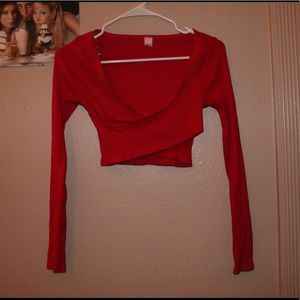 Red long sleeve crop top